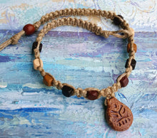 Load image into Gallery viewer, Surfer Phatty Thick Hemp Necklace Tribal Ceramic Pendant - sunnybeachjewelry