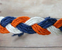 Load image into Gallery viewer, Surfer Sailor Style Hemp Bracelet Orange White and Blue - sunnybeachjewelry