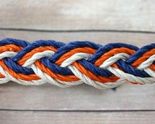 Load image into Gallery viewer, Surfer Sailor Style Hemp Bracelet Orange White and Blue - sunnybeachjewelry