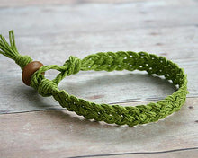 Load image into Gallery viewer, Woven Hemp Bracelet Flat Lime Green - sunnybeachjewelry