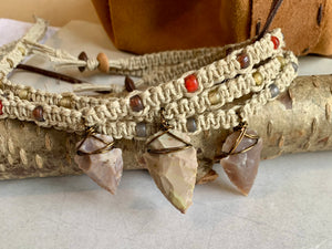 Arrowhead Hemp Necklace – Handmade Flint Stone Tribal Jewelry