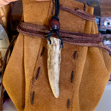 Load image into Gallery viewer, Natural Deer Antler Tip Necklace, Adjustable Leather Cord, Rustic Woodland Pendant, Handmade Nature Jewelry
