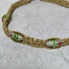 Load image into Gallery viewer, Surfer Thick Woven Hemp Necklace – Rustic Surfer Style with Glass Flower Beads
