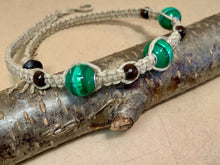 Load image into Gallery viewer, Green Harmony Hemp Necklace With Wooden And Green Glass Beads
