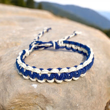 Load image into Gallery viewer, Hemp Bracelet Flat Navy and White
