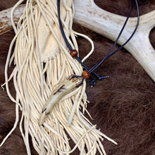 Load image into Gallery viewer, Viking Pendant Carved Deer Antler with Runes - Good Luck Charm -Fehu Rune- Norse/Warrior/Protection/Amulet - Leather Necklace
