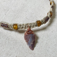 Load image into Gallery viewer, Handcrafted Tribal Necklace | Real Flint Arrowhead on Hemp Cord | Men's Tribal Necklace
