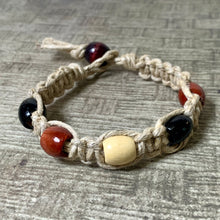 Load image into Gallery viewer, Surfer Hemp Bracelet Phatty Flat Wood Beads
