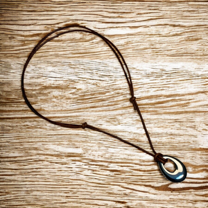 Leather Necklace With Black Hemalyke Donut