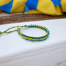 Load image into Gallery viewer, Ukrainian Flag Hemp Bracelet – Blue &amp; Yellow Handmade Unisex Jewelry
