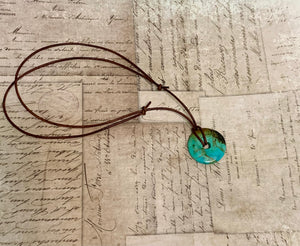 Leather Necklace With Mini Turquoise Donut