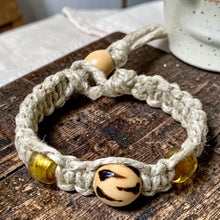Load image into Gallery viewer, Thick Hemp Bracelet | Surfer Bracelet with Wooden and Glass Beads
