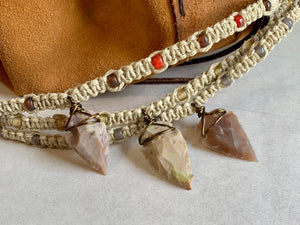 Arrowhead Hemp Necklace – Handmade Flint Stone Tribal Jewelry