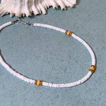 Load image into Gallery viewer, Sun &amp; Salt Puka Shell Necklace – Yellow Beach Shell Choker
