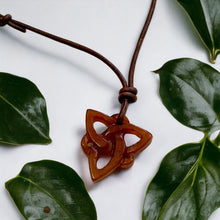 Load image into Gallery viewer, Last One - Leather Necklace With Celtic Knot Triskele Red Jade
