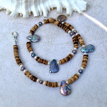 Load image into Gallery viewer, Wave Rider Necklace – Coastal Beaded Unisex Choker - Coconut Shells and Pearls
