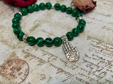 Load image into Gallery viewer, Guardian Spirit – Hamsa &amp; Malachite Protection Bracelet
