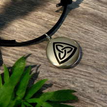 Load image into Gallery viewer, Leather Necklace with Celtic Knot Pendant  - Ancient Wisdom Knot Charm
