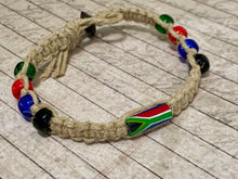 Load image into Gallery viewer, Hemp Bracelet with South Africa Flag Beads
