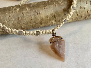 Arrowhead Hemp Necklace – Handmade Flint Stone Tribal Jewelry