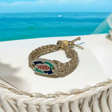 Load image into Gallery viewer, Surfer Hemp Bracelet Phatty Ceramic Fish
