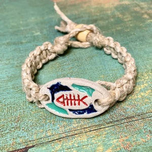 Surfer Hemp Bracelet Phatty Ceramic Fish