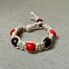 Load image into Gallery viewer, Thick Hemp Bracelet | Surfer Bracelet with Red Wood Beads
