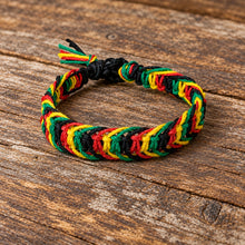 Load image into Gallery viewer, Rasta Hemp Bracelet – Handmade Flat Woven Surfer Bracelet, Unisex
