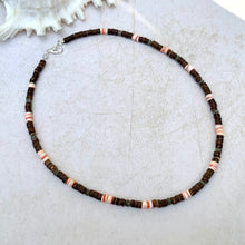 Load image into Gallery viewer, Tropical Tide Necklace – Ocean-Inspired Surfer Jewelry for Men - Red Lip Shell, Pyrite &amp; Coco
