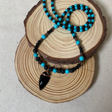 Load image into Gallery viewer, Obsidian Arrowhead Necklace for Men – Black Lava &amp; Turquoise Stone Tribal Necklace
