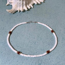 Load image into Gallery viewer, Coral Reef Puka Shell Necklace – Maroon Beach Shell Choker
