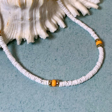 Load image into Gallery viewer, Sun &amp; Salt Puka Shell Necklace – Yellow Beach Shell Choker
