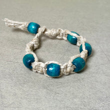Load image into Gallery viewer, Thick Hemp Bracelet | Surfer Bracelet with Teal Wood Beads
