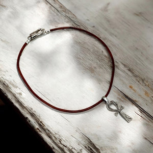 Leather Necklace with Ankh Cross Pendant – Ancient Symbol Jewelry