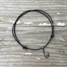 Load image into Gallery viewer, Black cord bracelet with silver hook clasp on a white background
