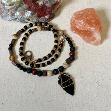 Load image into Gallery viewer, Obsidian Arrowhead Necklace | Handmade Tribal Jewelry Primitive Style
