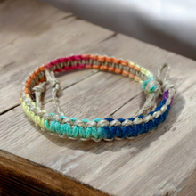 Load image into Gallery viewer, Handmade Rainbow Hemp Bracelet – LGBTQ+ Pride, Surfer Style
