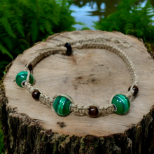 Load image into Gallery viewer, Green Harmony Hemp Necklace With Wooden And Green Glass Beads
