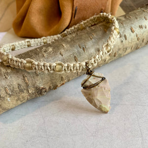 Rustic Arrowhead Necklace with Flint Stone – Men’s Hemp Jewelry