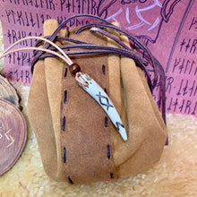 Load image into Gallery viewer, Viking Pendant Carved Deer Antler with Runes - Good Luck Charm - INGWAZ Rune- Norse/Warrior/Protection/Amulet - Leather Necklace
