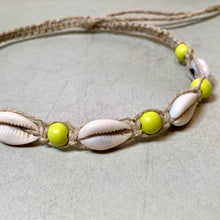 Load image into Gallery viewer, Beach Soul Necklace – Handmade in USA with Cowrie Shells and Yellow Beads
