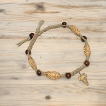 Load image into Gallery viewer, Hemp Necklace With Wood Beads And Shark Tooth
