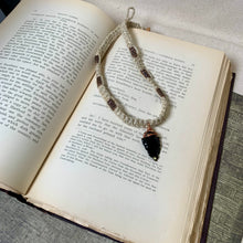 Load image into Gallery viewer, Black Obsidian Arrowhead Necklace – Copper Wrapped Hemp Necklace, Men's Primitive Jewelry
