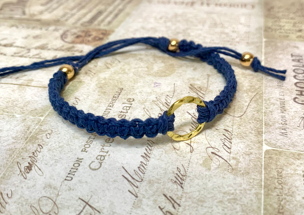 Friendship Bracelet Gold Karma Circle Blue Turquoise | Beach Bracelet | Casual Summer Style