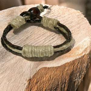 Natural Leather & Hemp Bracelet – Rustic Brown Earthy Style