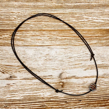 Load image into Gallery viewer, Leather Necklace with Stainless Steel Ball Pendant – Modern Minimalist Style
