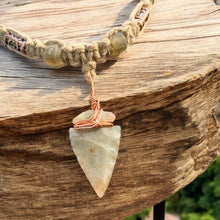 Load image into Gallery viewer, Handcrafted Tribal Necklace | Real Flint Arrowhead on Hemp Cord | Men&#39;s Tribal Necklace
