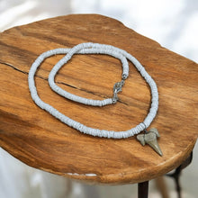 Load image into Gallery viewer, Shark Spirit Necklace – Puka Shell &amp; Shark Tooth Tribal Jewelry, Custom Long Men&#39;s Unisex Necklace
