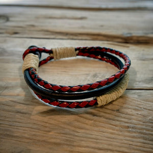 Natural Leather And Hemp Bracelet Brown Black