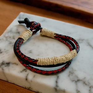 Natural Leather And Hemp Bracelet Brown Black